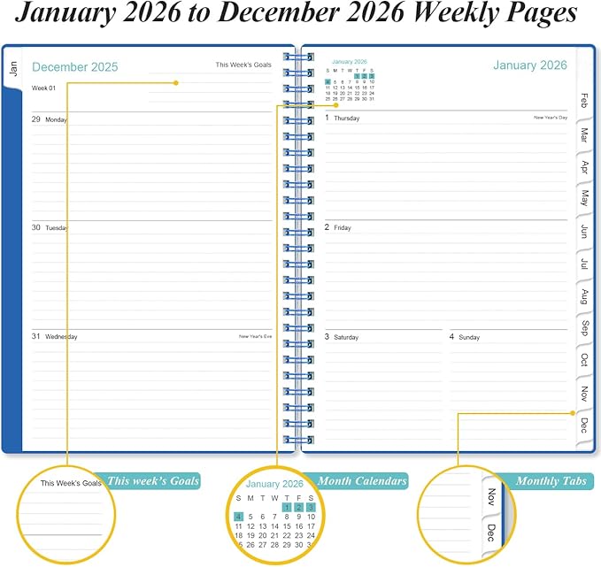2026 Planner - Planner 2026 from January 2026 - December 2026, Weekly & Monthly - Image 3