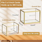 BTSKY Golden Glass Index Card Organizer Box, 3x5 Inch Index Cards Holder - Image 3