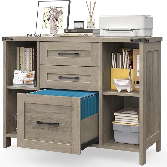 Vabches File Cabinet with 3 Drawers, Farmhouse Lateral File Cabinet Fits Files - Image 8
