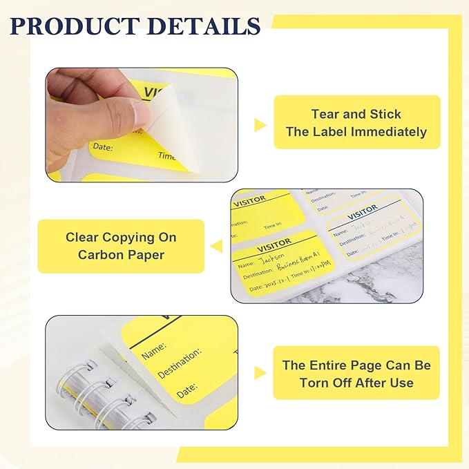 6 Pack of 1800 Visitor Badges Stickers Visitor Log Book - Image 3