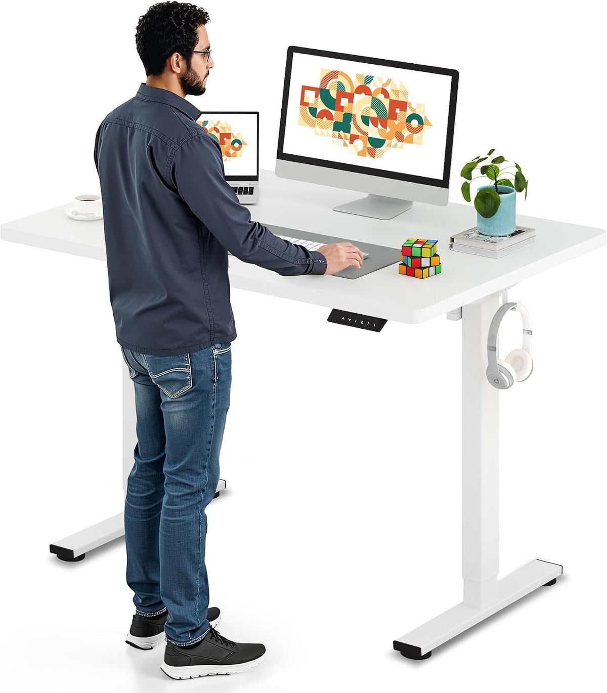 SANODESK Electric Standing Desk 48 x 30 Inches Whole-Piece Desktop Height