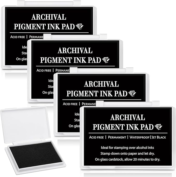 MotiMind 4 Pcs Black Archival Pigment Waterproof Ink Pad by MotiMind