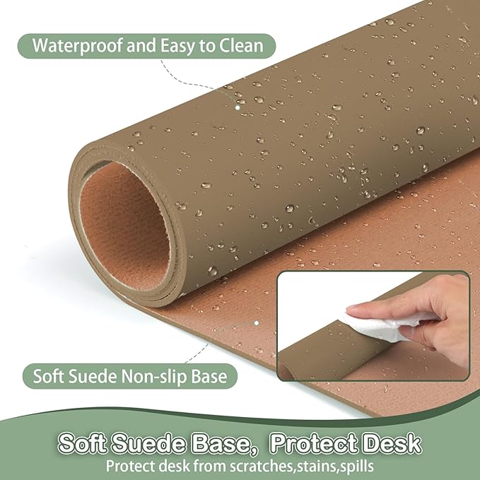 Boutilon Leather Desk Pad Protector, Non-Slip Mouse Pad, Laptop Desk Pad - Image 4