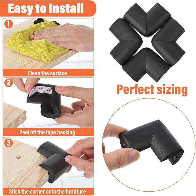 Qianyu 10 Pack Soft Sponge Table Corners Baby Proofing Edge and Corner Guards - Image 3