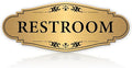 Restroom Sign Sticker for Business & Home, Self-Adhesive Brushed Gold Elegant by LUHIMO