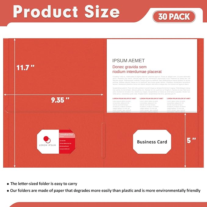 Two Pocket Folders, PANDRI 30 Pack 2 Pocket Folders, Letter Size Paper File - Image 2
