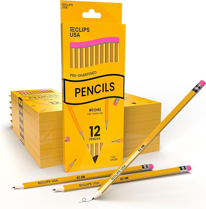 Pre-Sharpened Pencils Bulk, Pencil #2, Number 2 pencils, School Supplies Bulk by E-CLIPSUSA