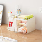 Marbrasse Desk Organizer with 2 Drawer, 360°Rotating Pen Holder, Desk - Image 4