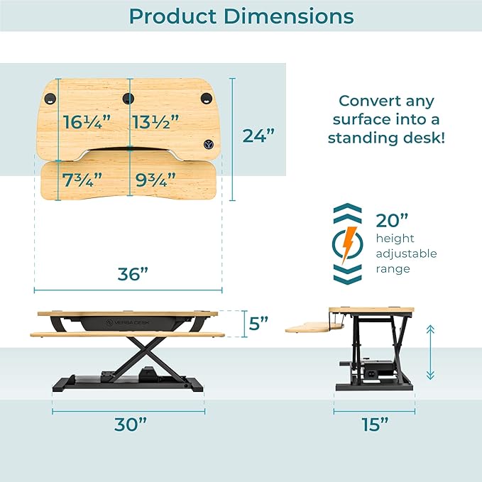 VERSADESK Electric Standing Desk Converter, 36 Inch PowerPro™ Height Adjustable - Image 4