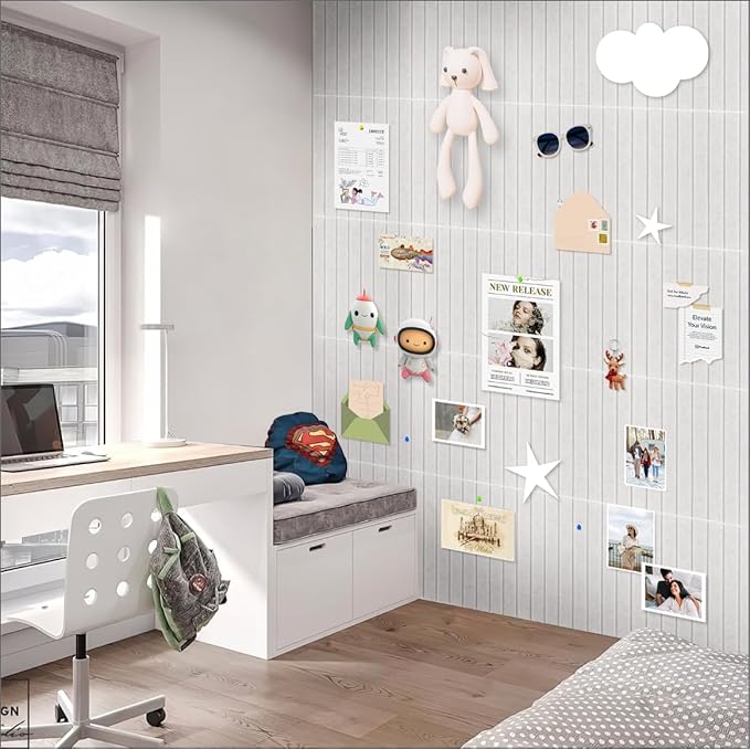 Smarpau Large Cork Board for Walls, 12 Pack Slat Felt Wall Tiles - Image 6