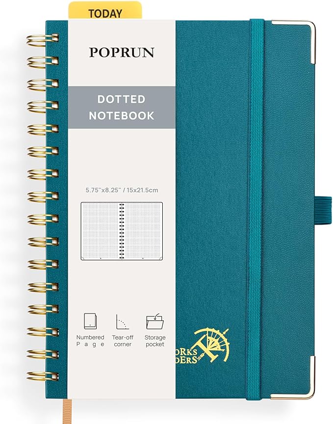 POPRUN Spiral Dotted Journal Notebook, by POPRUN