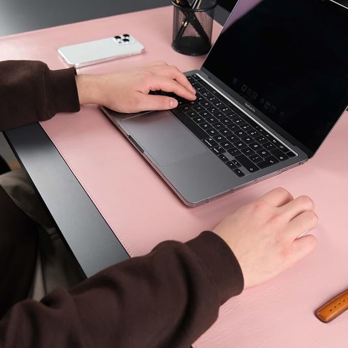 TORONATA Jersey Genuine Calfskin Leather Desk Pad, Office Desk Mat - Image 2