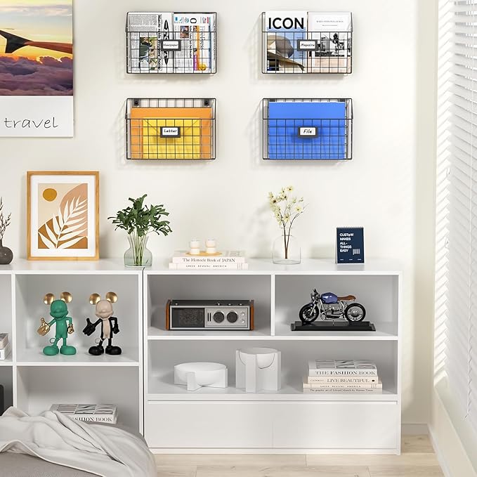 X-cosrack 4-Tier Hanging Wall File Holder Vertical Wall Mount Metal Wall File - Image 7