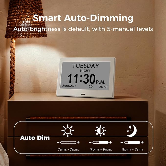7'' Digital Clock, Dementia Clock - Image 4