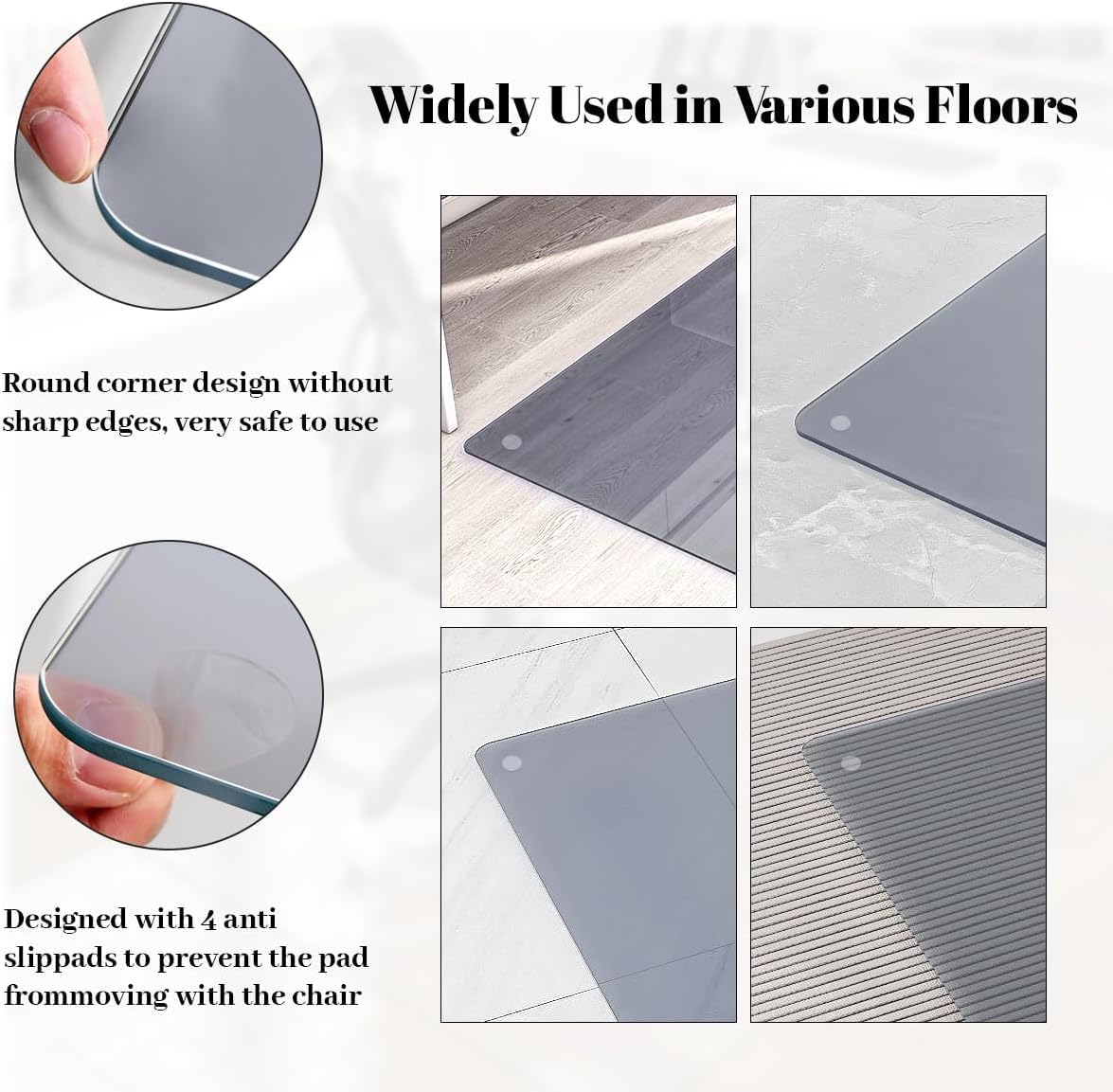 [Tempered Glass] 48" x 80" Glass Office Chair Mat for Carpet