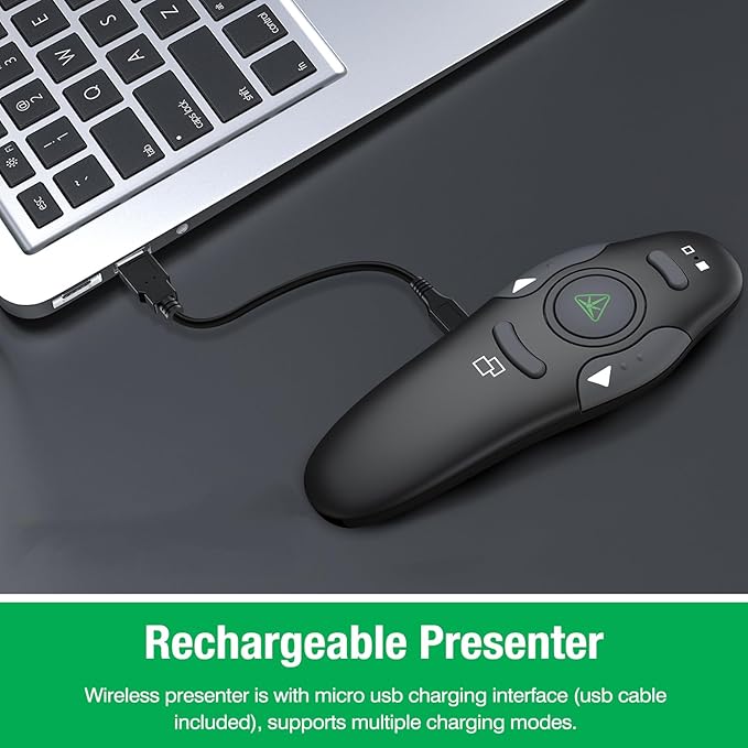 DinoFire Green Presentation Clicker Wireless Presenter Remote, RF 2.4GZ - Image 3