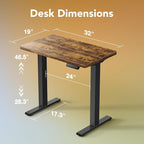 HUANUO 32" Small Electric Standing Desk Adjustable Height, 4 Memory Height - Image 2