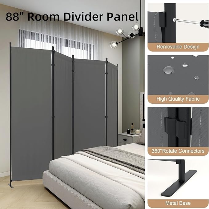 Kecreque Privacy Screen Room Divider as Dressing Screen 4 Panel Wall Room - Image 5
