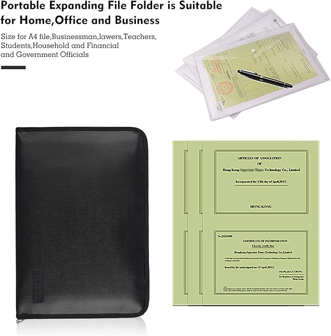 Expanding File Folder Important Document Organizer Fireproof & Waterproof - Image 4