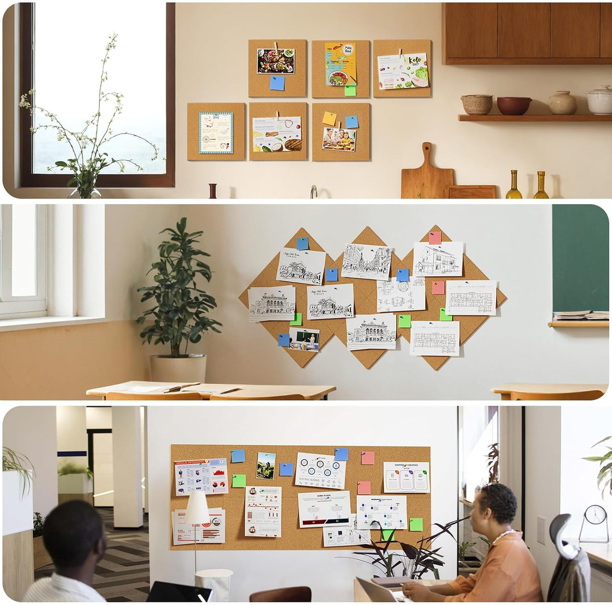 MaxGear 60" x 36" Large Cork Board for Wall, 15 Pack 12" x 12&...