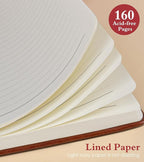 PAIBAS Lined Journal Notebook for Women Men, 160 Pages, A5 Hardcover Vintage - Image 4
