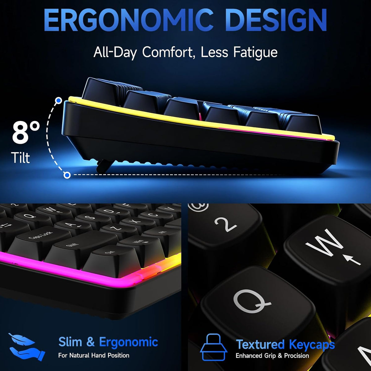 Wired RGB Keyboard and Mouse Combo, Adjustable Rainbow Backlit, 104-Key Full-...