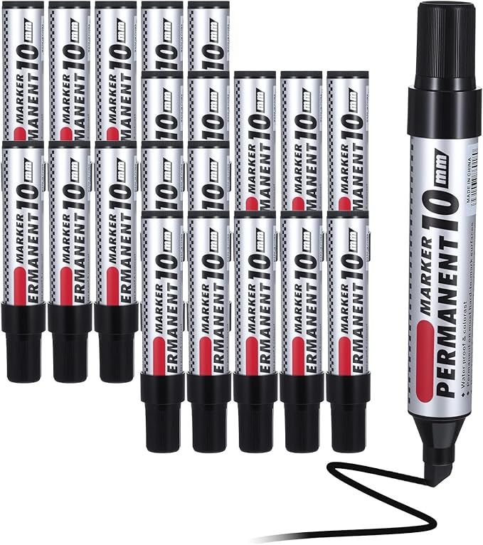 AojSup 20 Pack Jumbo Size Permanent Markers Bulk Permanent Markers Set Chisel by AojSup