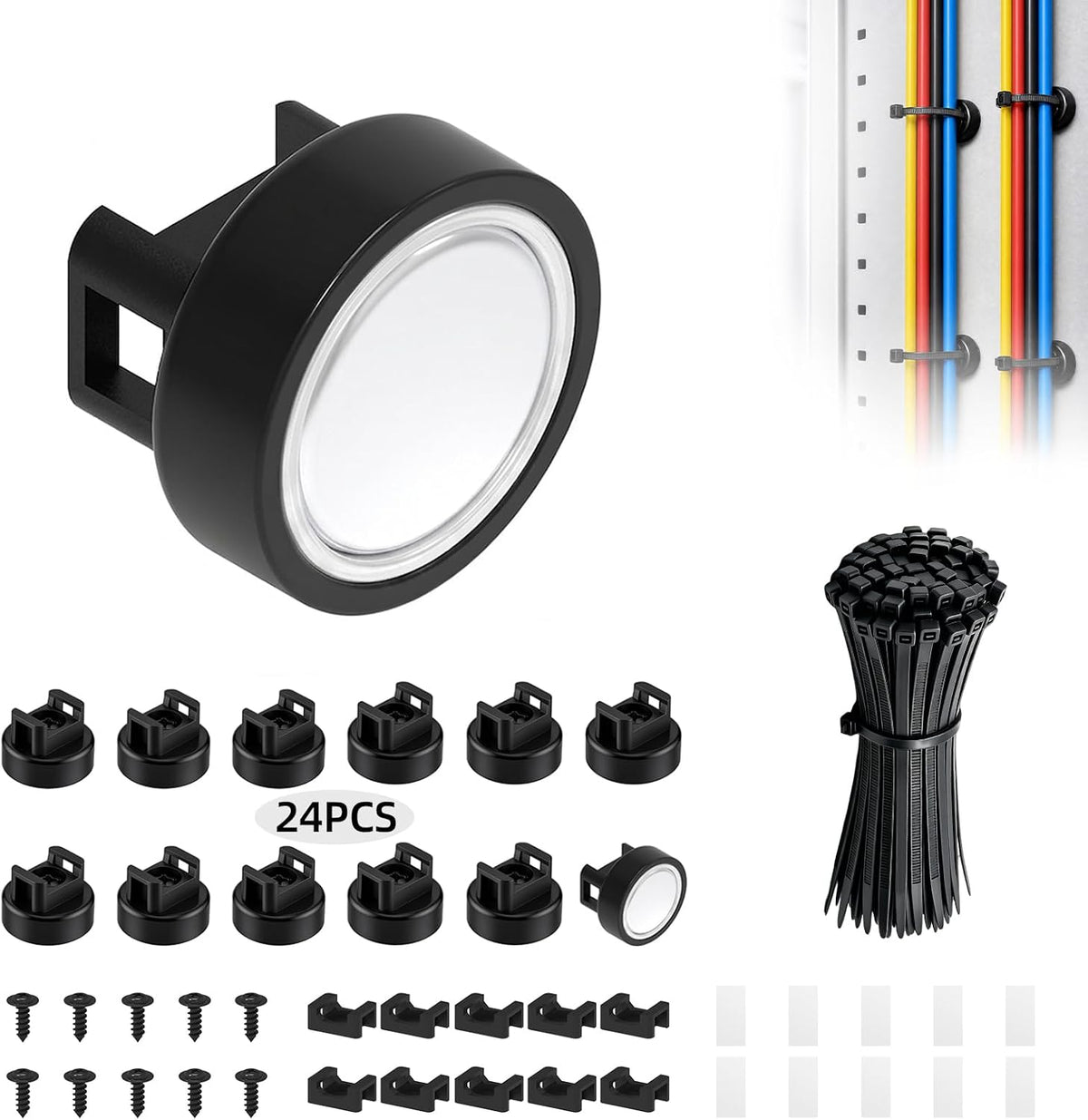 Magnetic Zip Tie Mounts, 24 PCS Magnetic Wire Holders, 25 LBS Cable Tie Mount...