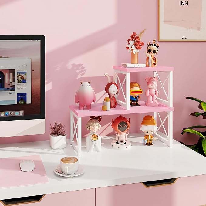 ELITEROO Desktop Shelf, 2 Tier Independent Stackable Desk Stand, Adjustable - Image 2