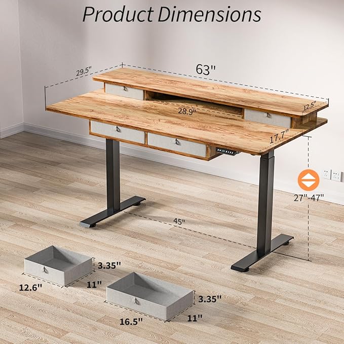 Kingant 63 x 30 Inch Electric Standing Desk - Image 3