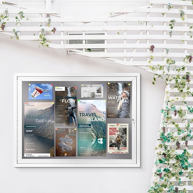 SWANCROWN Enclosed Bulletin Board Grey Felt Displays Boards Weather Resistant - Image 7