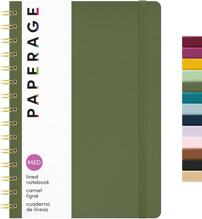 PAPERAGE Lined Spiral Journal Notebook, 160 Pages, Hardcover Journal by PAPERAGE
