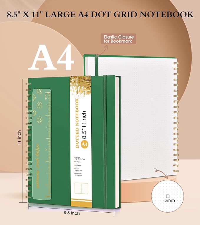 Dotted Notebook, Spiral Notebook Journal 8.5” x 11”, A4 Large Dot Grid Notebooks - Image 2