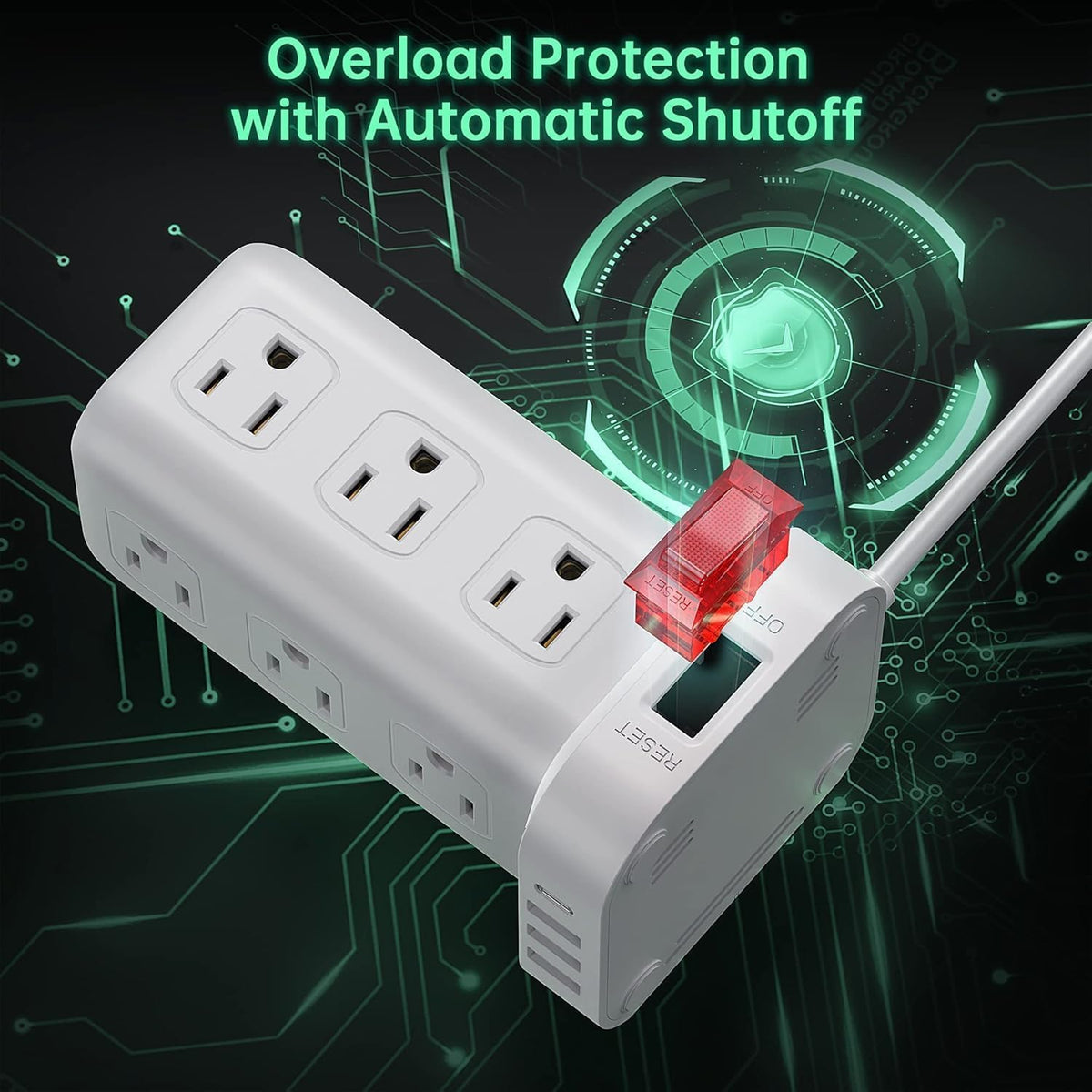 Power Strip with 12 Outlets 4 USB (1 USB C), 10Feet Extension Cord with Multi...