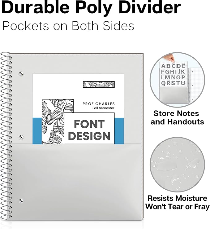 Dunwell Graph Paper Notebook 8.5 x 11 Plastic Cover, 100 Sheets, 4x4 Squares - Image 5