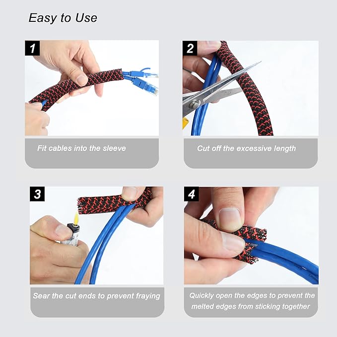 CrocSee 10ft - 1/2 inch Braided Cable Management Sleeve Cord Protector - - Image 6