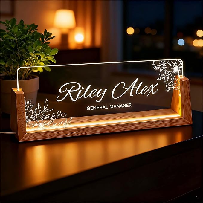 Personalized Office Name Plate for Desk, Custom Light Up Acrylic Desk Sign for - Image 6