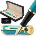 Wordsworth & Black Fountain Pen Set, 18K Gilded Medium Nib, Includes 24 Pack