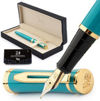 Wordsworth & Black Fountain Pen Set, 18K Gilded Medium Nib, Includes 24 Pack by WordsworthBlack
