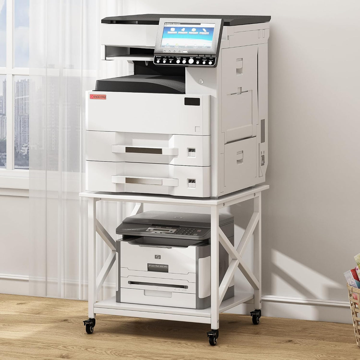 Fannova 23.6 x 23.6 Inches Large Printer Stand, 2 Tier Square Printer Table