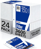 Kaisa Notebook Paper 24 Pack 8x10.5 3600 sheets College Ruled Loose Leaf Paper by KAISA