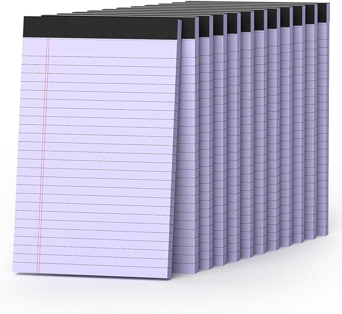 360 Sheets Purple Note Pads 5" x 8" Pack of 12 Small Legal Pads College Ruled by Nichela
