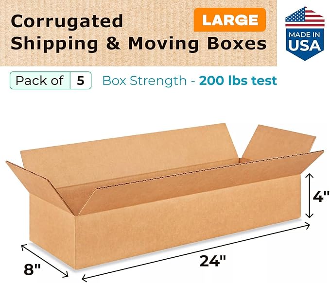 Large Shipping & Moving Boxes 24 x 8 x 4 inches - Image 2