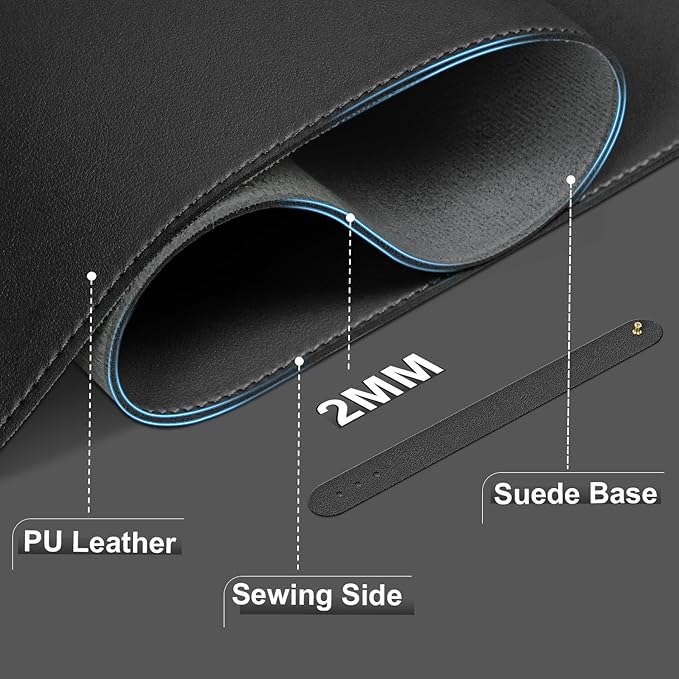BLESWIN Desk Pad Protector, Leather & Suede Desk Mat, Non-Slip Desk Pad Mat - Image 2