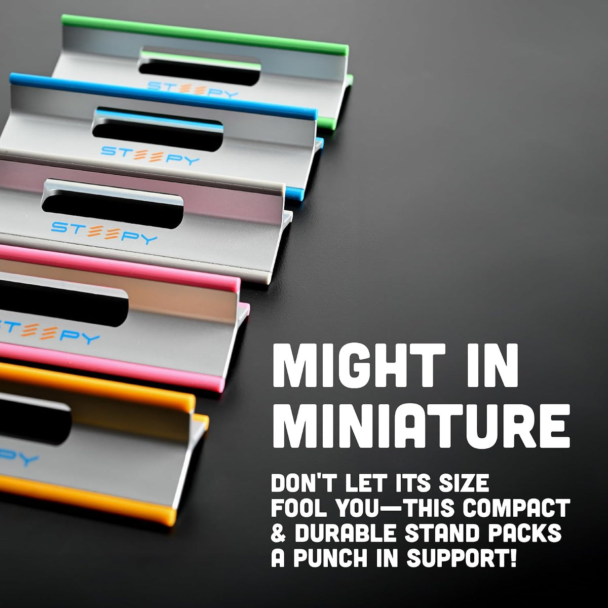 Steepy Portable Laptop Stand for Desk Adjustable Height, 13-17 Inch Devices