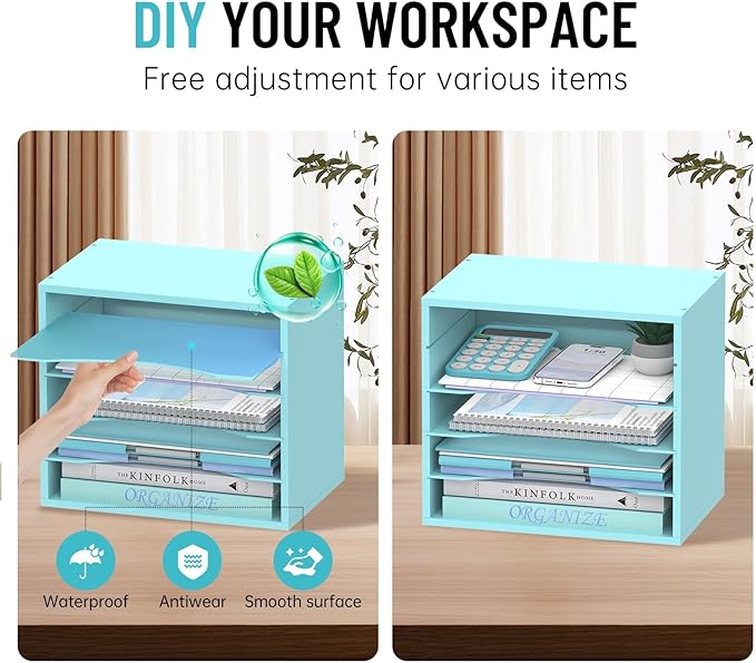 SHARKWOODS 5-Tier Wood Desk Organizer, Paper Tray Organizer - Image 4