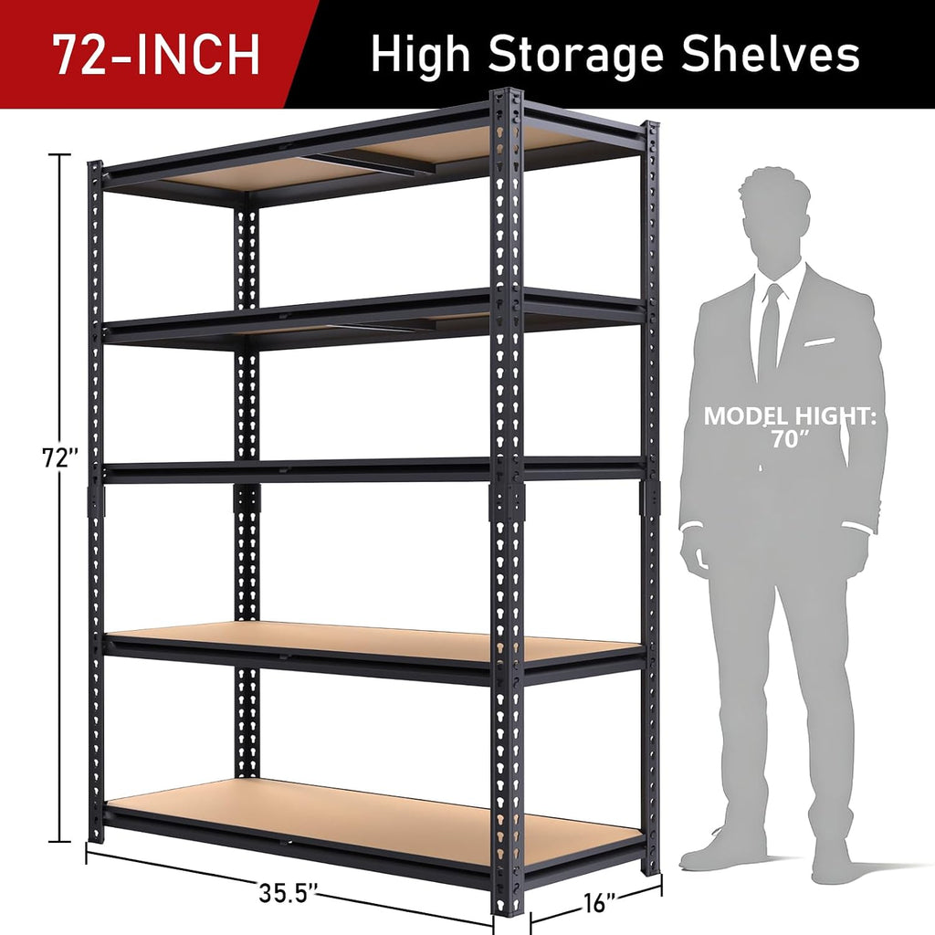 72" h storage shelves,storage shelves heavy duty,2400lbs metal, close-up detail