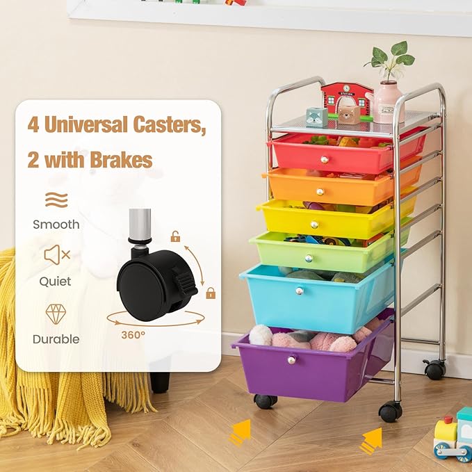 RELAX4LIFE 6-Drawer Rolling Storage Cart - Image 7