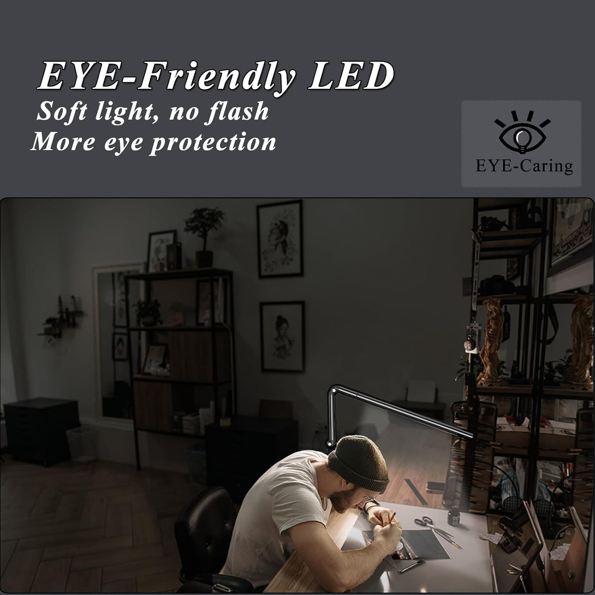 Aluminum LED Desk Lamp with Super Long Arm, Adjustable Nails Light for Desk, ...