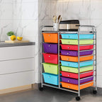 HAPPYGRILL 15-Drawer Rolling Cart, Storage Carts - Image 4